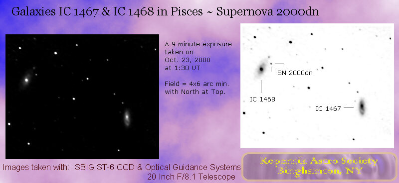 Galaxies IC 1468 & IC 1467, SN 2000dn; CCD image thru 20 inch