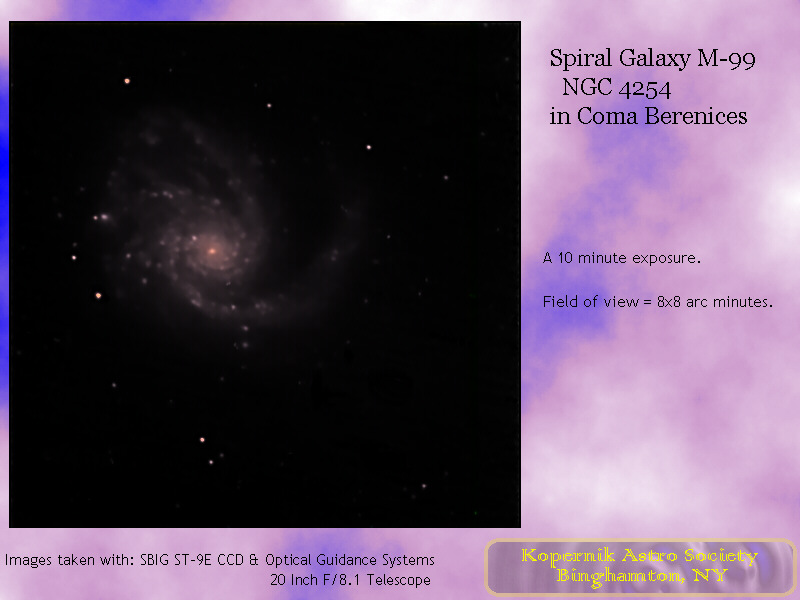 Spiral Galaxy M-99; CCD image thru 20 inch