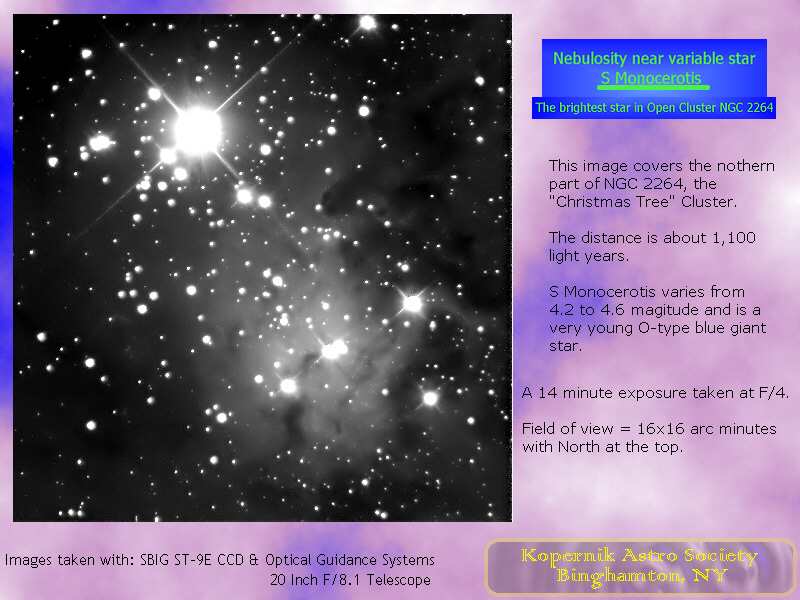 Nebula and S Monocerotis; CCD image thru 20 inch