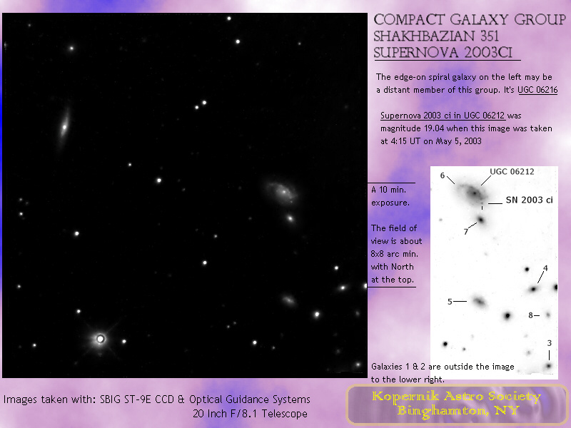 Galaxies UGC 6212 & UGC 6216, SN 2003ci; Galaxy Group Shak 351