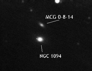 Spiral Galaxies NGC 1094 & MCG 0-8-14; CCD image thru 20 inch