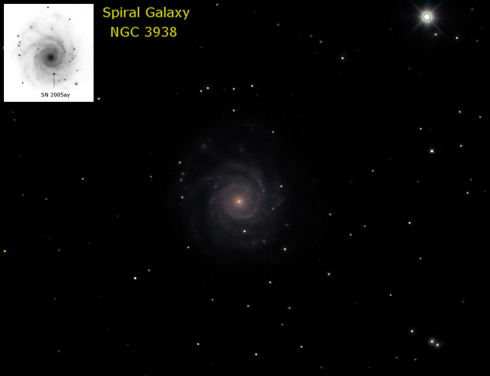 Spiral Galaxy NGC 3938 and Supernova 2005ay