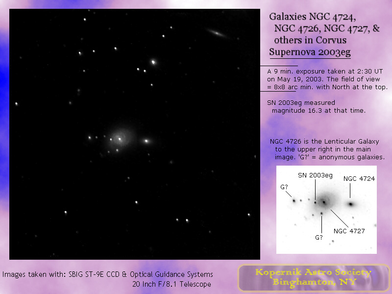 Galaxies NGC 4724, NGC 4726, NGC 4727, SN 2003eg; CCD image thru 20 inch