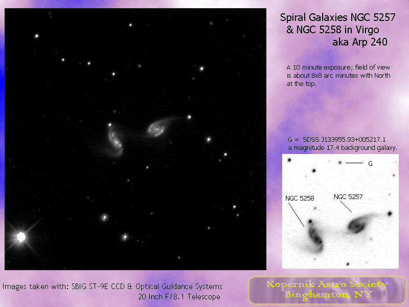 Galaxies NGC 5257 & NGC 5258; CCD image thru 20 inch