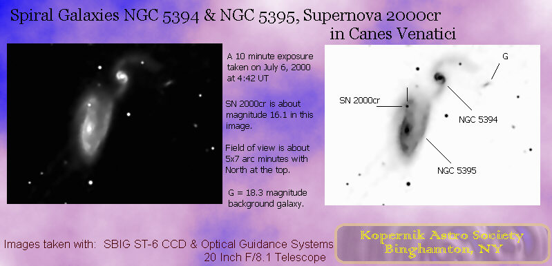 Galaxies NGC 5394 & 5395; CCD image thru 20 inch