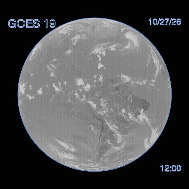 GOES 19 Shortwave Infrared (ch07), 24 hour loop